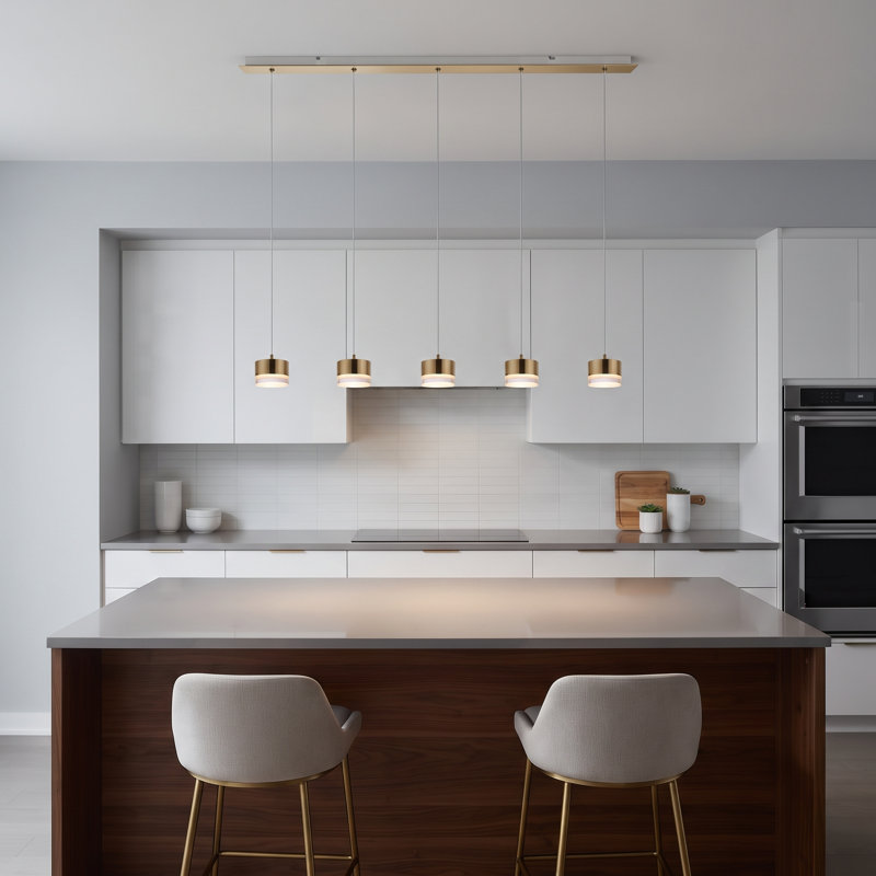 Barnsdall 3 - Light Kitchen Island Pendant, Matte Black, 5
