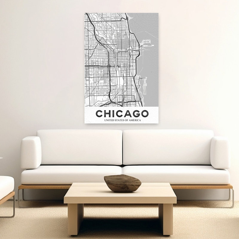 Chicago, art mural rétro blanc rétro, H 60 po x l 40 po