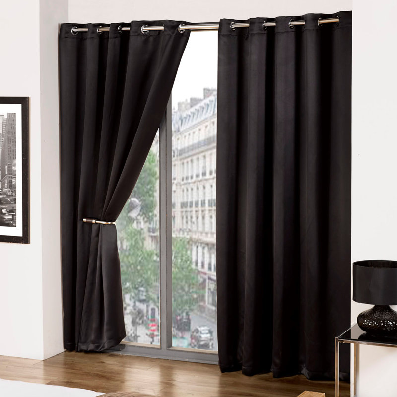 Lloyd Harbor Blackout Curtain Pair, Black, 229 W x 229 D cm
