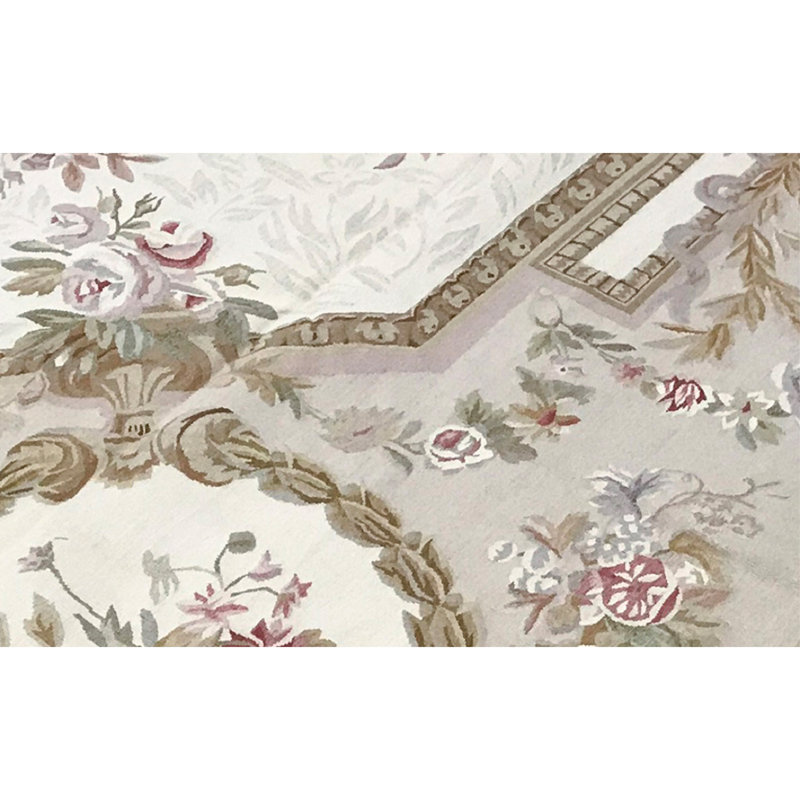 Aubusson Hand Knotted Wool Oriental Area Rug