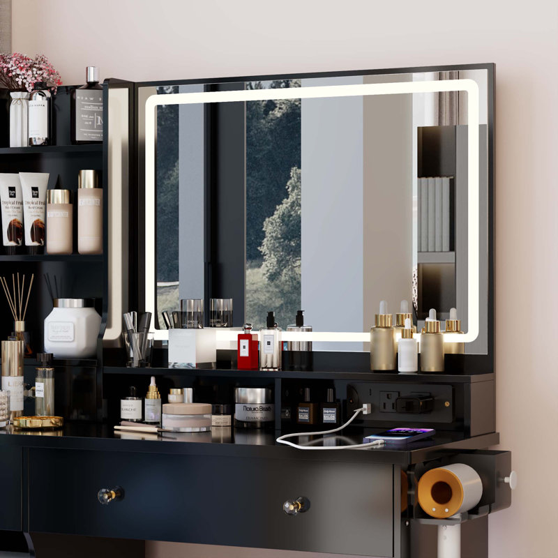 Makeup Vanity Table Set, Black