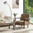 Mid-century Modern Brown Fabric Armchair With Walnut Rubberwood Frame