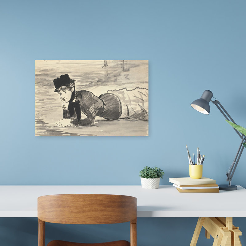 Femme couchée sur la plage. Annabel Lee, vers 1881. Estampe d'art mural contemporaine sur le thème de la plage.