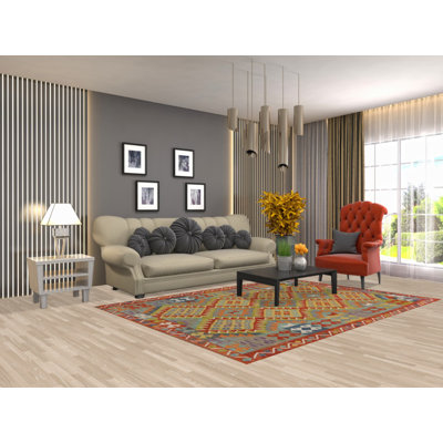 Tapis géométrique Kilim 6 x 8