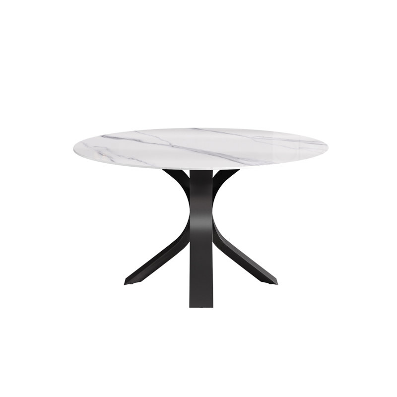 Table de salle à manger Modern, H 29,53 po x L 53,15 po x l 53,15 po, Blanc, Noir, noir, noir, noir