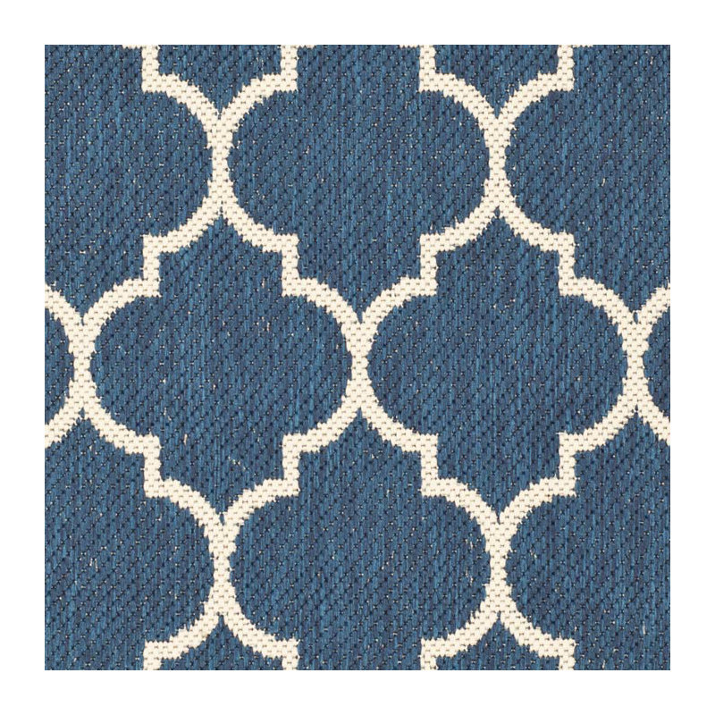 Courtyard Performance Geometric Indoor/Outdoor Area Rug, Round 6'7", Beige/Navy