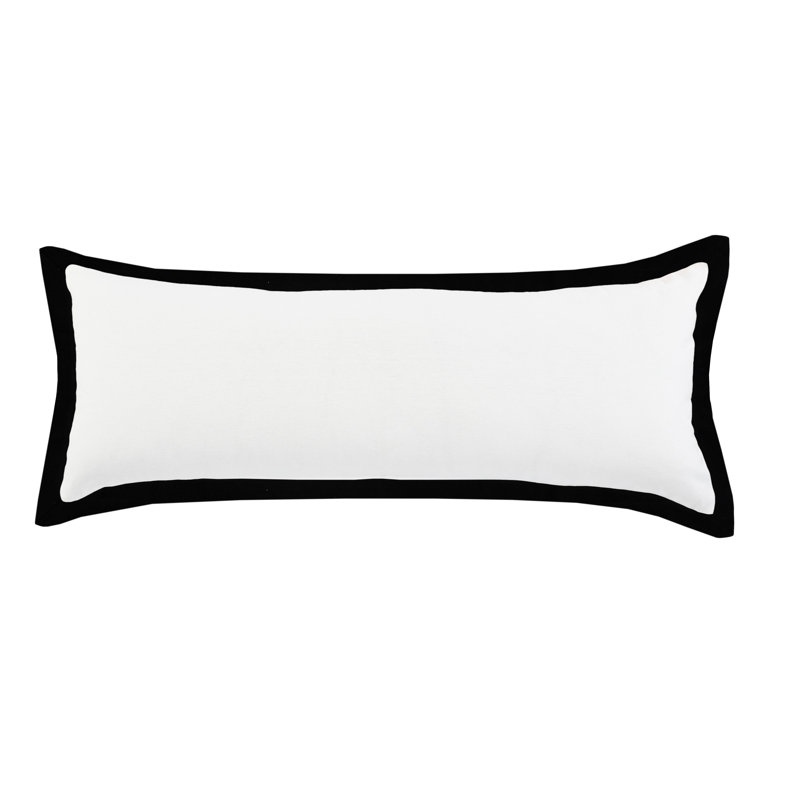 Housse de coussin décoratif contemporaine faite à la main de couleur unie 100% coton, Blanc / noir
