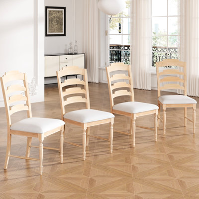 4 chaises de salle à manger rétro avec dossier dentelé - structure en bois d'hévéa naturel, capacité de charge de 330 lb, siège rembourré, 2 couleurs traditionnelles 4, dossier, bois d'hévéa