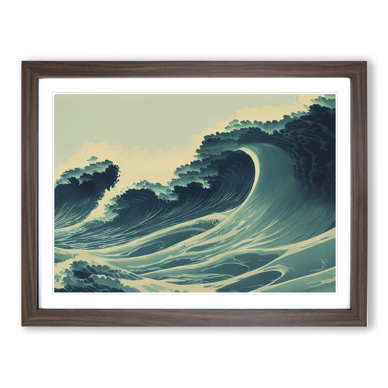 Glowing Japanese Wave - Framed Print