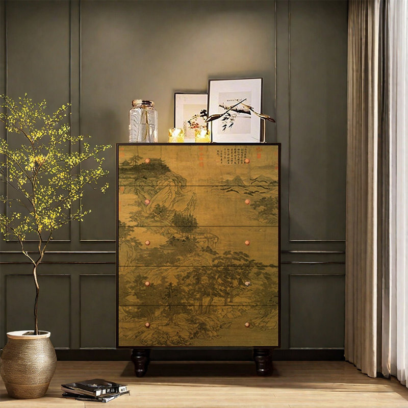 Armoire de rangement multi-tiroirs en pin massif, Noir