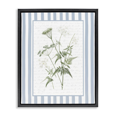 Cadre flottant à rayures bleues Vintage Herbs, design par lettré et doublé