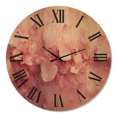 Extra Large Floral Round Wood Wall Clock – Soft Petal Rain