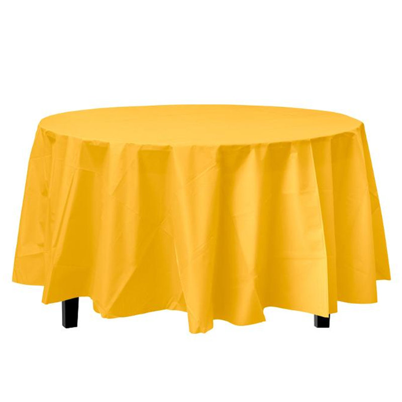 Nicole Fantini Plastic Disposable Round Tablecloth 84", Yellow, 8