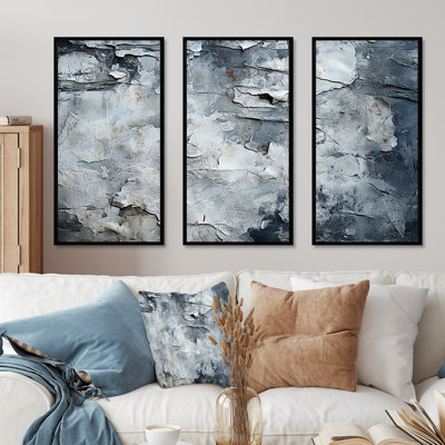 Abstrait, surface lunaire grise I - tachisme, art mural
