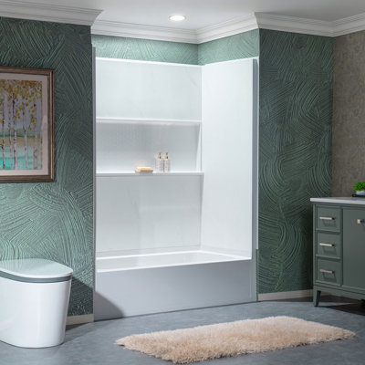 60"W × 32"D Shower Kit Including Tub Wall Panel Surrounded and Left/Right Drain Option Soaking Alcove Tub
