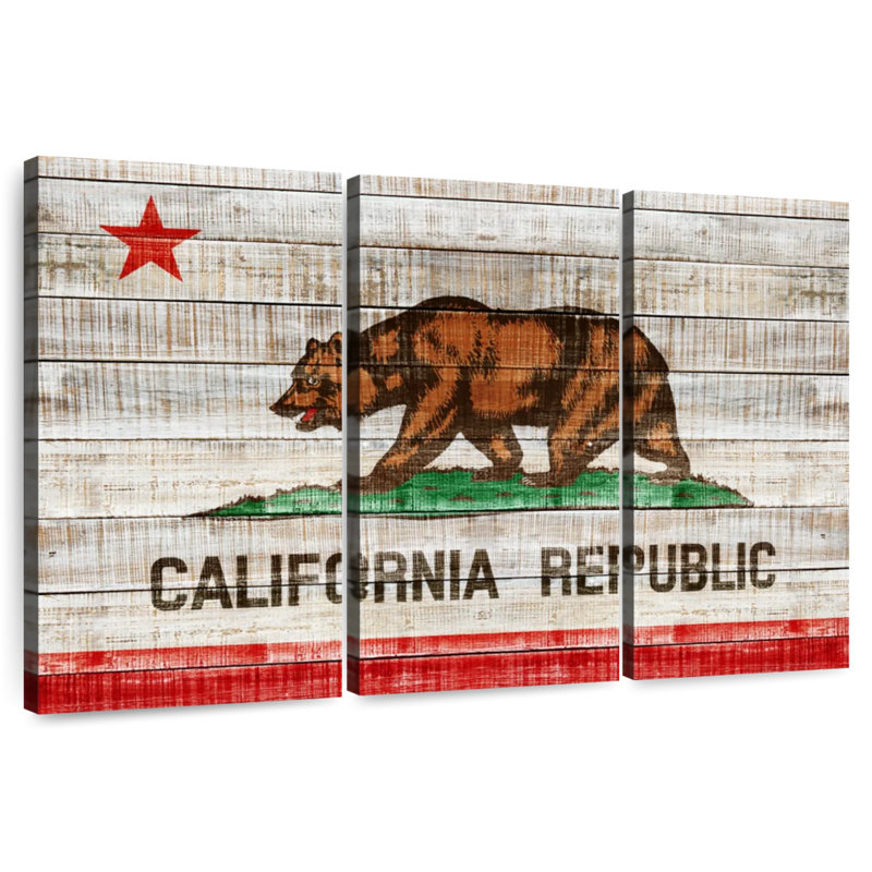 Borges Rustic California Flag, 20" H x 33" W