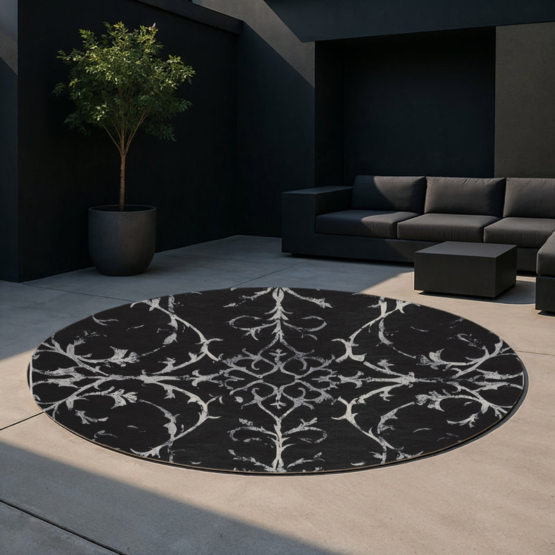 Tapis intérieur et extérieur Phantom Bloom, Rond 5 pi