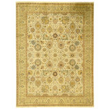 Hand Knotted Wool Oriental Area Rug in Beige And Gold