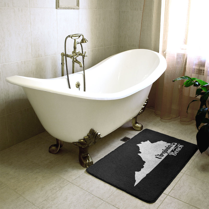 Tapis pour salle de bain en microfibre rectangulaire antidérapant antidérapant, L 21 po x L 34 po, Noir