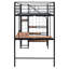 Lit mezzanine simple en métal avec bureau et grille en noir. Cadre. Espace et garde-robe. Fonction polyvalente pour jouer au travail. Rehausse le décor de la pièce. Matelas non fourni avec grille de taille noire. Le cadre s'adapte à tous les espaces-1849566837-1849566836