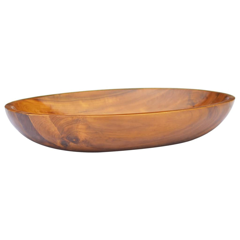 VidaXL Brown Solid Wood Oval Bathroom Sink