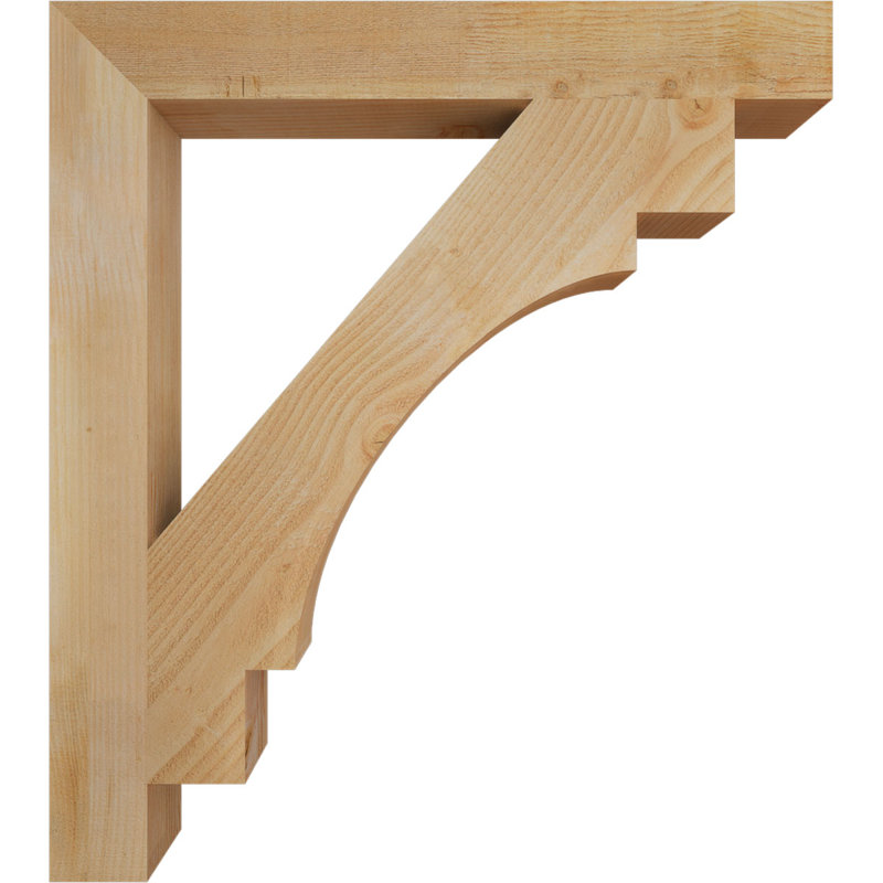 Merced H W D Wood Bracket / Corbel, 36" H x 4" W x 32" D, Douglas Fir (Rough Sawn)