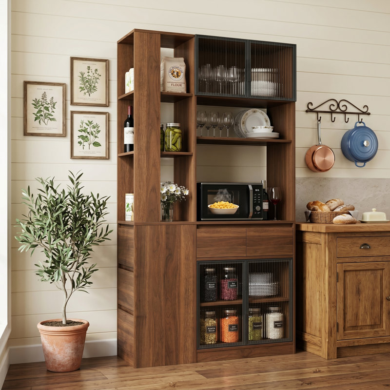 Grande armoire de rangement moderne en bois de 70,87 pouces avec organiseur multifonctionnel pour le couloir et le salon