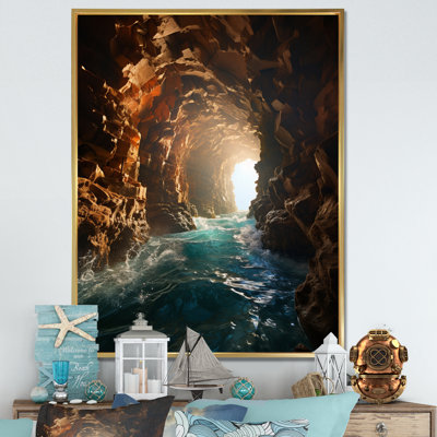«Waves In Cave Heading Vers The Sun», reproduction d'art sur toile