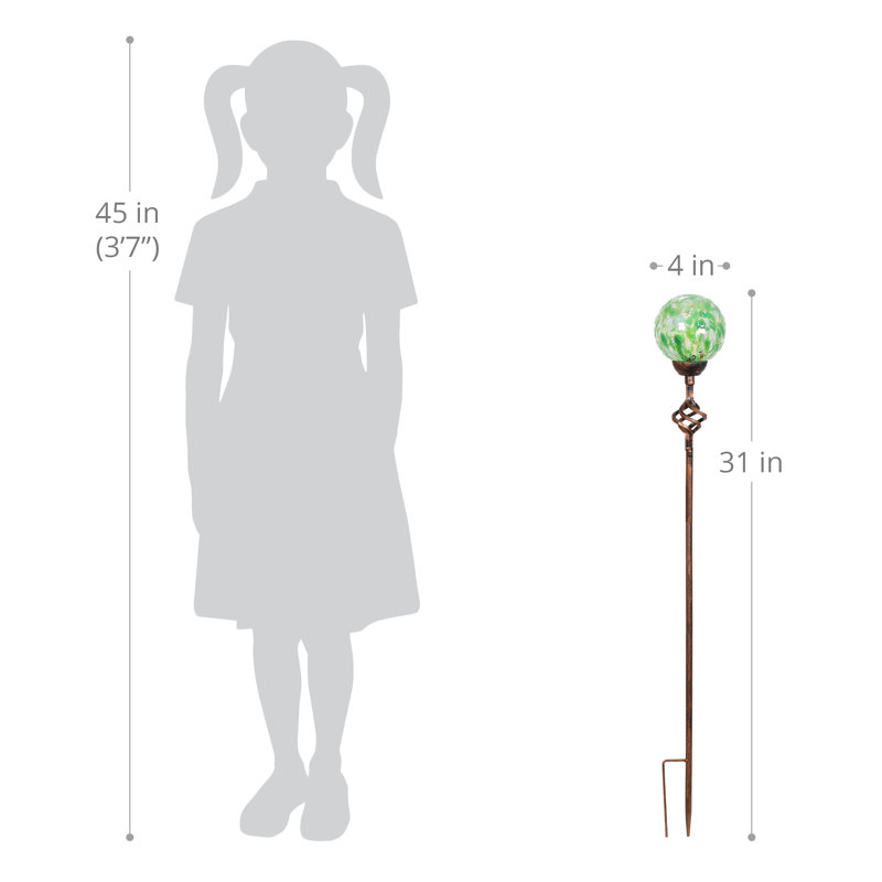 Piquet de jardin solaire en verre nid d'abeille perlé, Vert
