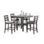 Table de salle à manger carrée classique avec finition grise et hauteur comptoir 5pc