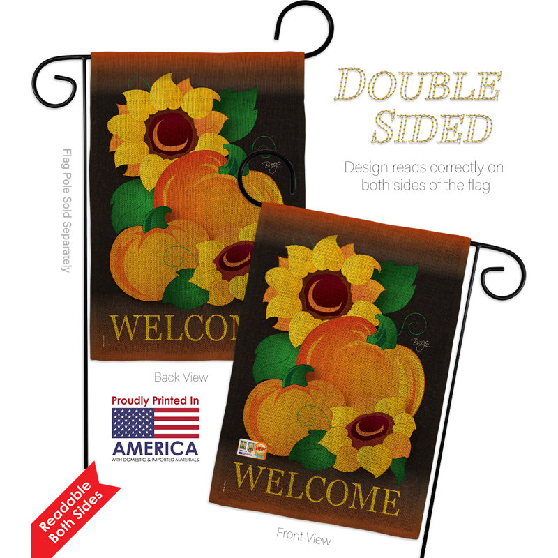 « welcome », impression de la récolte et de l’automne, polyester de 2 côtés 19 po x 13 po ensemble de drapeau