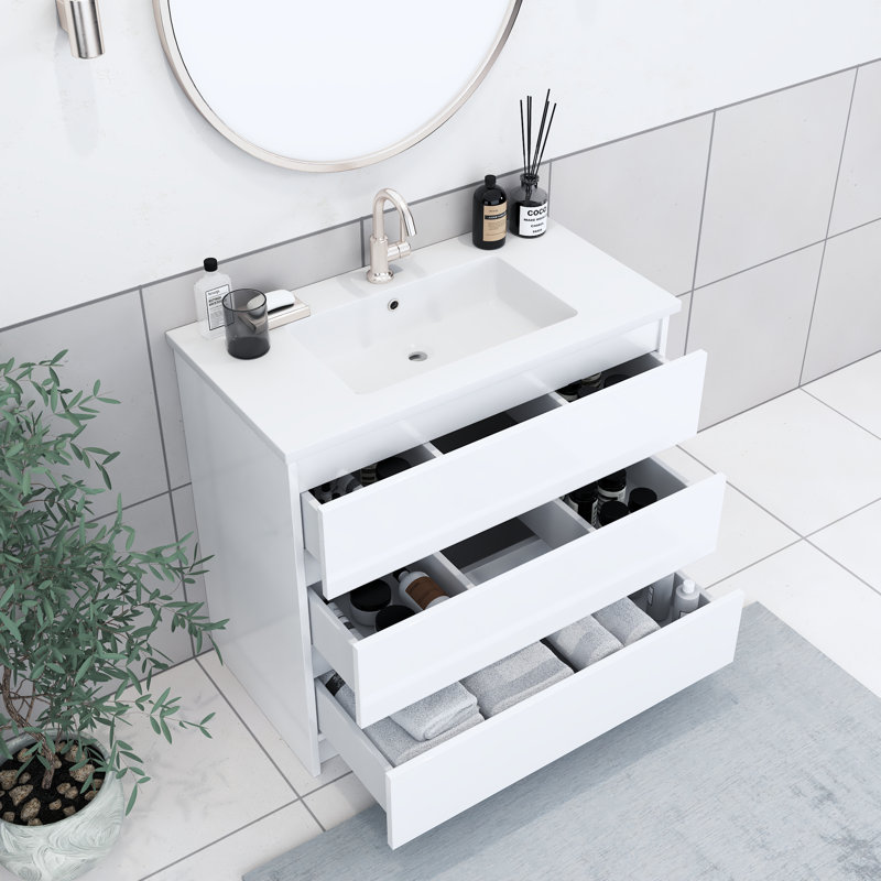 Ensemble de meuble-lavabo simple 36 po Hagerstown, Blanc lustré