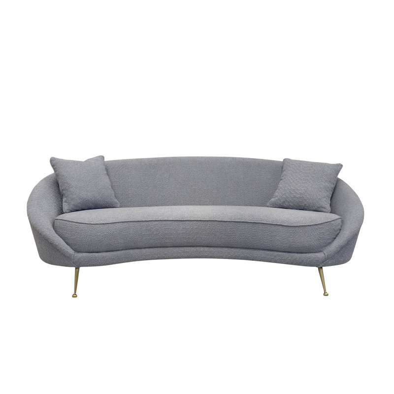 Canapé incurvé à accoudoirs évasés Luna, Mélange de polyester gris