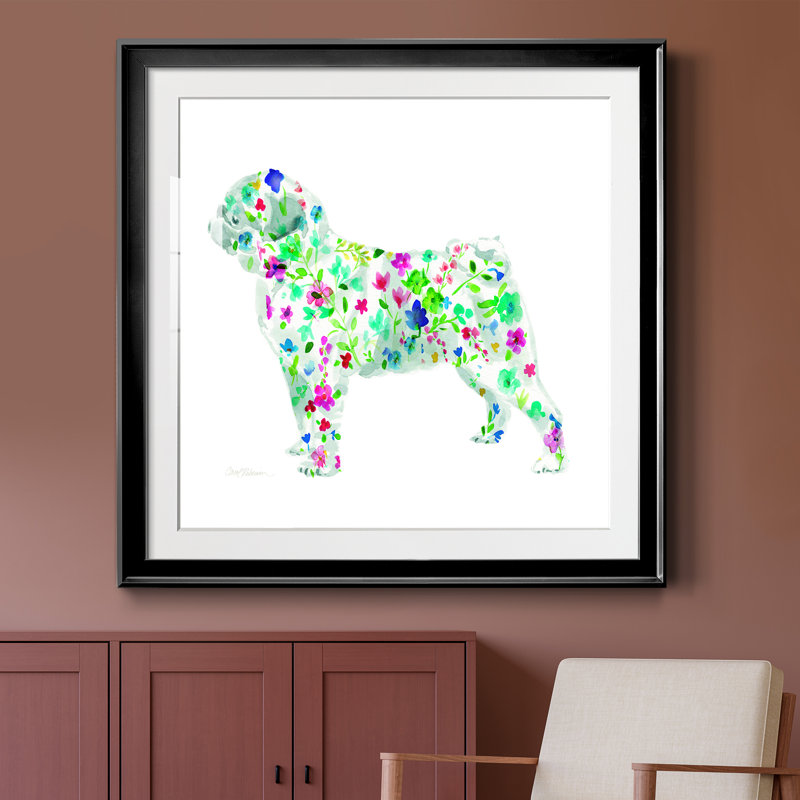 Tapisserie carlin - peinture encadrée, H 26,5 po x l 26,5 po x P 1,5 po, Papier encadré noir