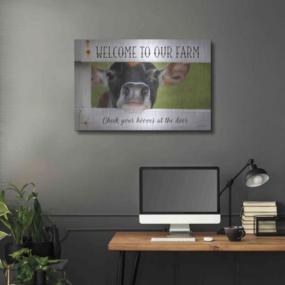 «Welcome Cow» par Lori Deiter par August Grove®, art mural en métal, 16 po x 12 po