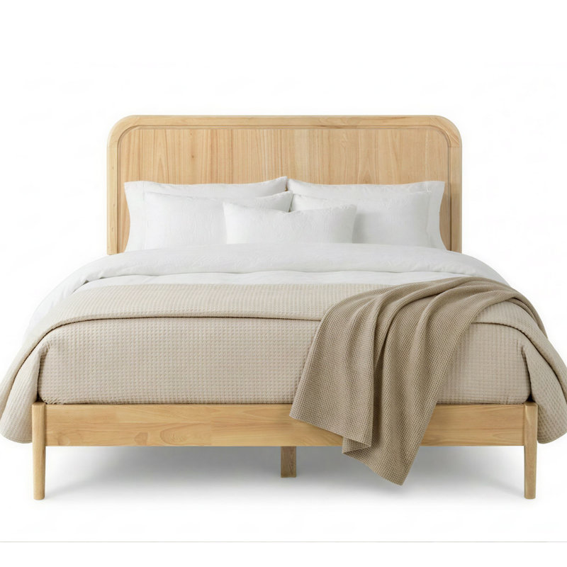 Brody Solid Wood Bed Frame, Walnut, Queen