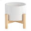 PLATEAU EN CÉRAMIQUE 6 "AVEC SUPPORT EN BOIS, BLANC