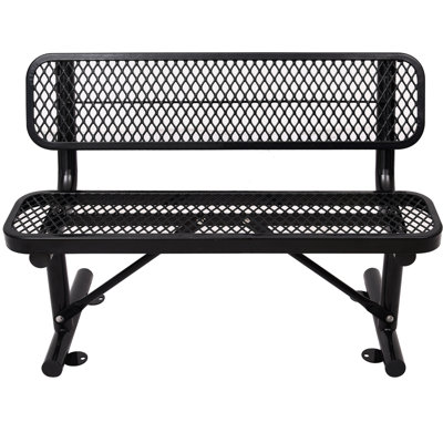 Banc d'extérieur en acier avec 75 degrés - Solide et noir pour pelouse stable L 48 po x l 22,8 po