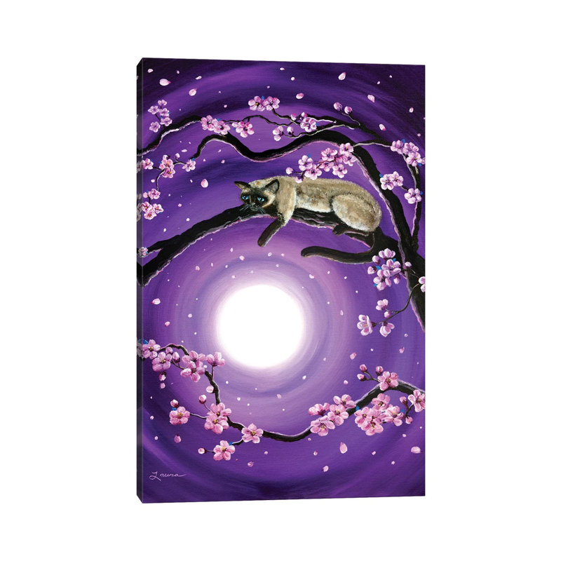 Purple Moonlight Sakura by Laura Iverson - Wrapped Canvas Print, 101.6 cm H x 66.04 cm W x 1.91 cm D