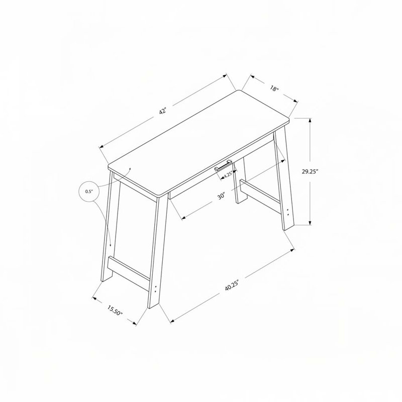 Bureau d'ordinateur à domicile avec tiroirs de rangement, Taupe
