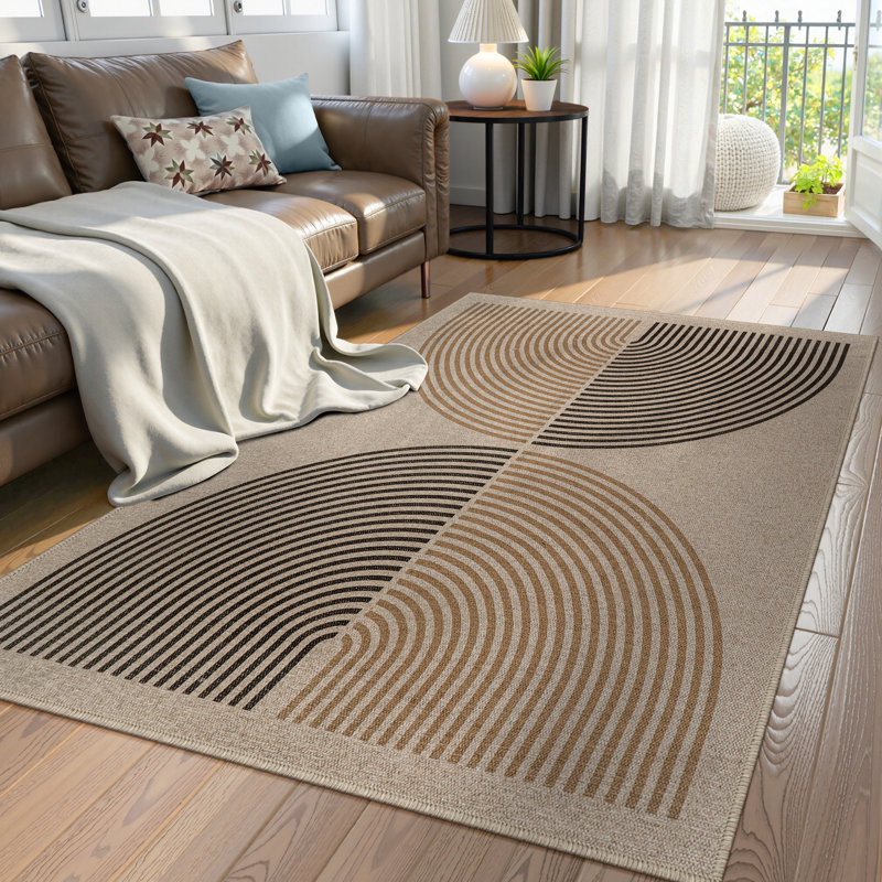 Tapis de jute moderne pour l'extérieur, Rectangle 6 pi x 7 pi