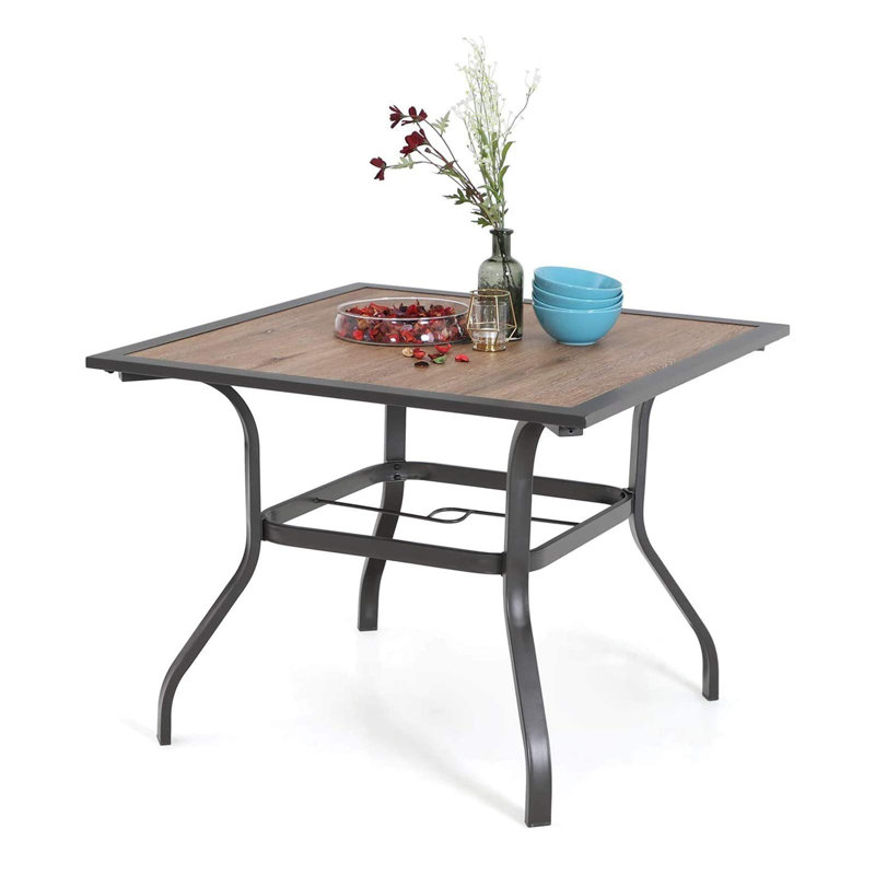 Table de salle à manger Alyah, Imitation grain de bois