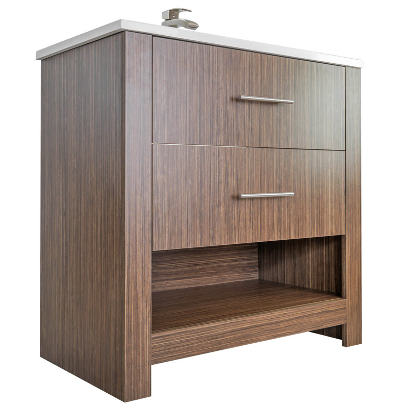 Ensemble de meuble-lavabo sur pied à simple cuve 36 "Jakobina, Noyer noir