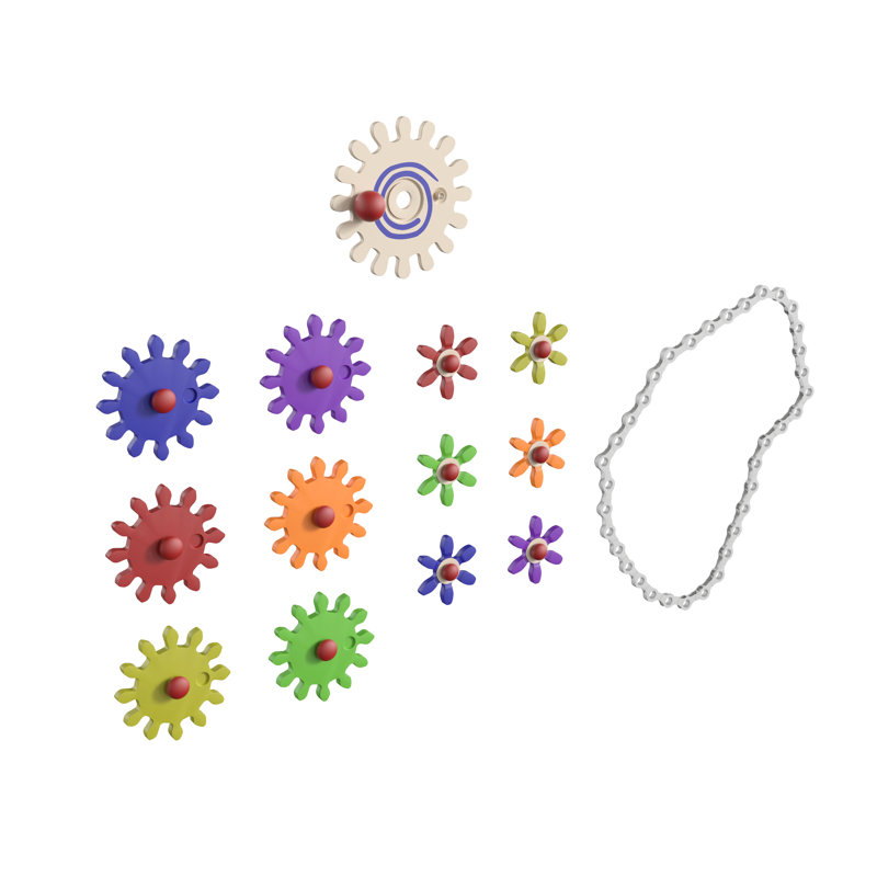 Bright Beginnings Commercial Grade 79 Piece Chain and Gears Accessory Set for Modular STEAM Wall Systems (Not Included)