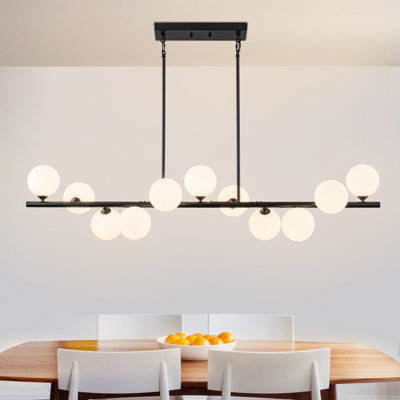 Arqam 11 - Light Dimmable Kitchen Island Linear Chandelier White Bubble Chandelier Sphere Chandelier