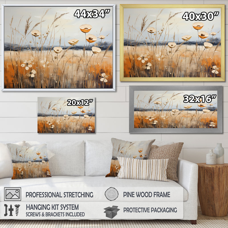 " Infinite Fields Minimalism Prairies III ", Wrapped Canvas, 34" H x 44" W