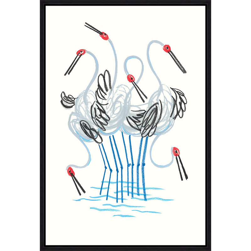 Dancing Cranes IV Painting by David Erickson, Image Brush Gel, 55.75" H x 37.75" W