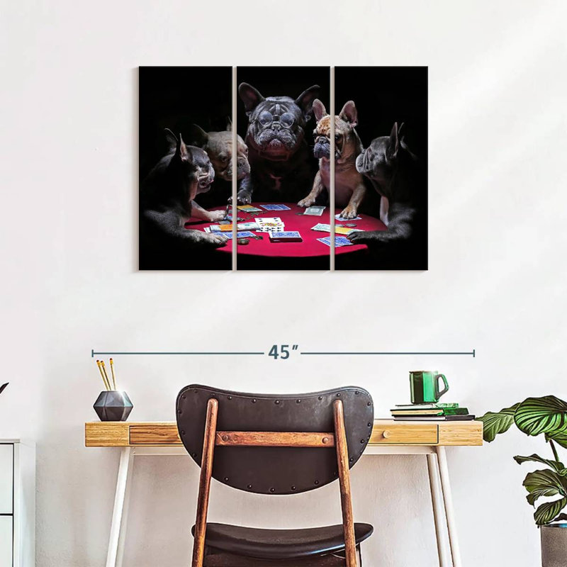 Dogs Play Poker 3 pièces, H 24 po x l 38 po x P 1,25 po