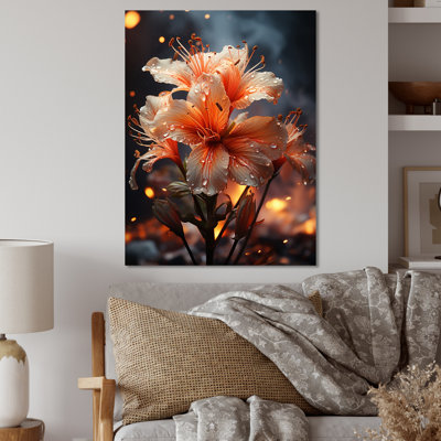 Coral Flower Autumn Radiance II - décoration murale florale en métal