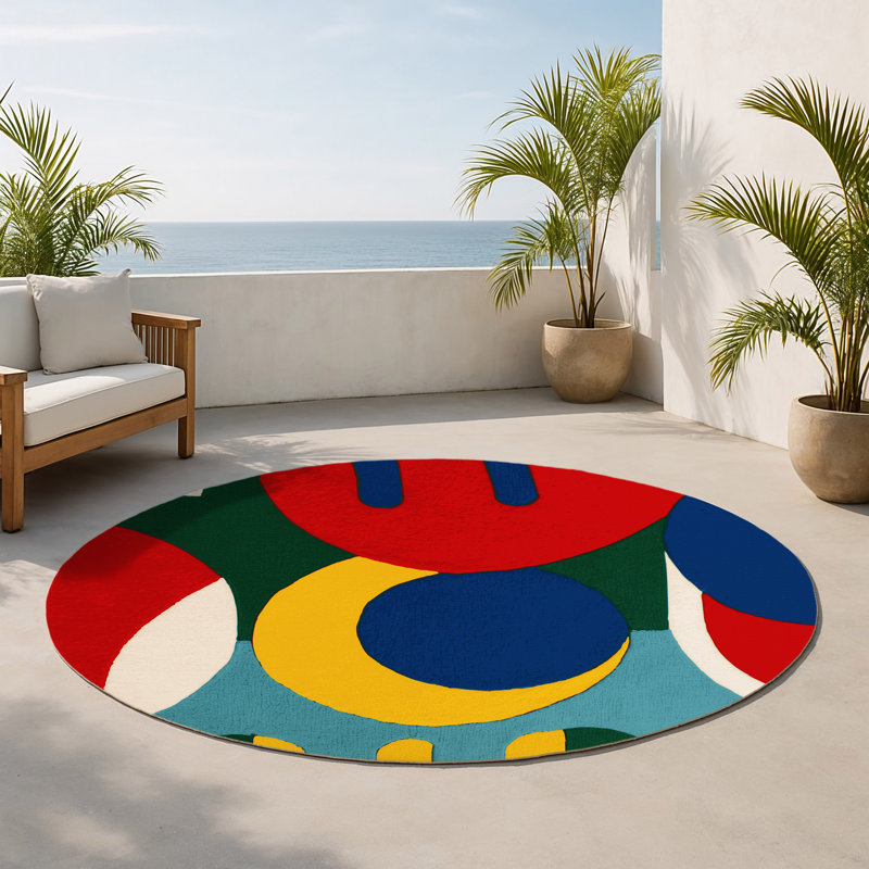Tapis d'intérieur et d'extérieur Poppy Stomp, Rond 5 pi